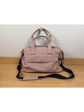 CALPAK Hue Laptop Duffle Bag Pink Sand Faux Leather Weekender